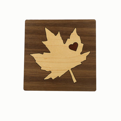 Handmade Maple Leaf Inlay Coaster