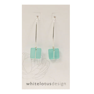 Boucles d'oreilles en fil de fer et verre de mer