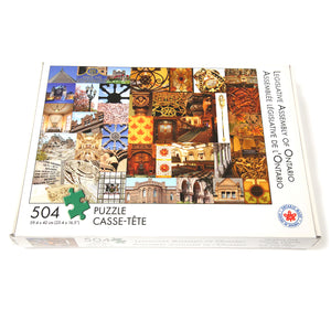 Puzzle box featuring a collage of photos taken at the Legislative Assembly