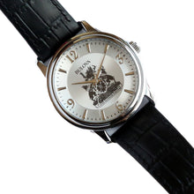 Load image into Gallery viewer, Silver face watch with imprint of Legislative Assembly coat of arms
