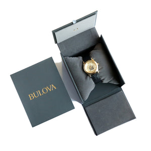 Gold faced women's watch with imprint of the Legislative Assembly coat of arms in a Bulova gift box