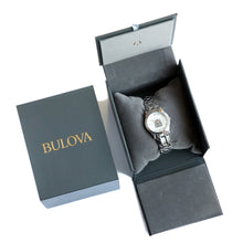 Charger l&#39;image dans la galerie, Silver faced women&#39;s watch with imprint of Legislative Assembly coat of arms in a Bulova gift box