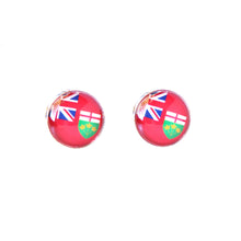 Charger l&#39;image dans la galerie, cufflinks featuring the Ontario flag under a clear glass dome