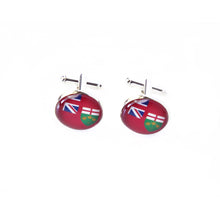Load image into Gallery viewer, cufflinks featuring the Ontario flag under a clear glass dome