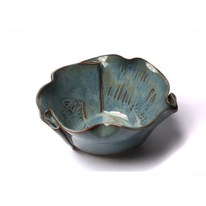 Textured serving bowl in teal
