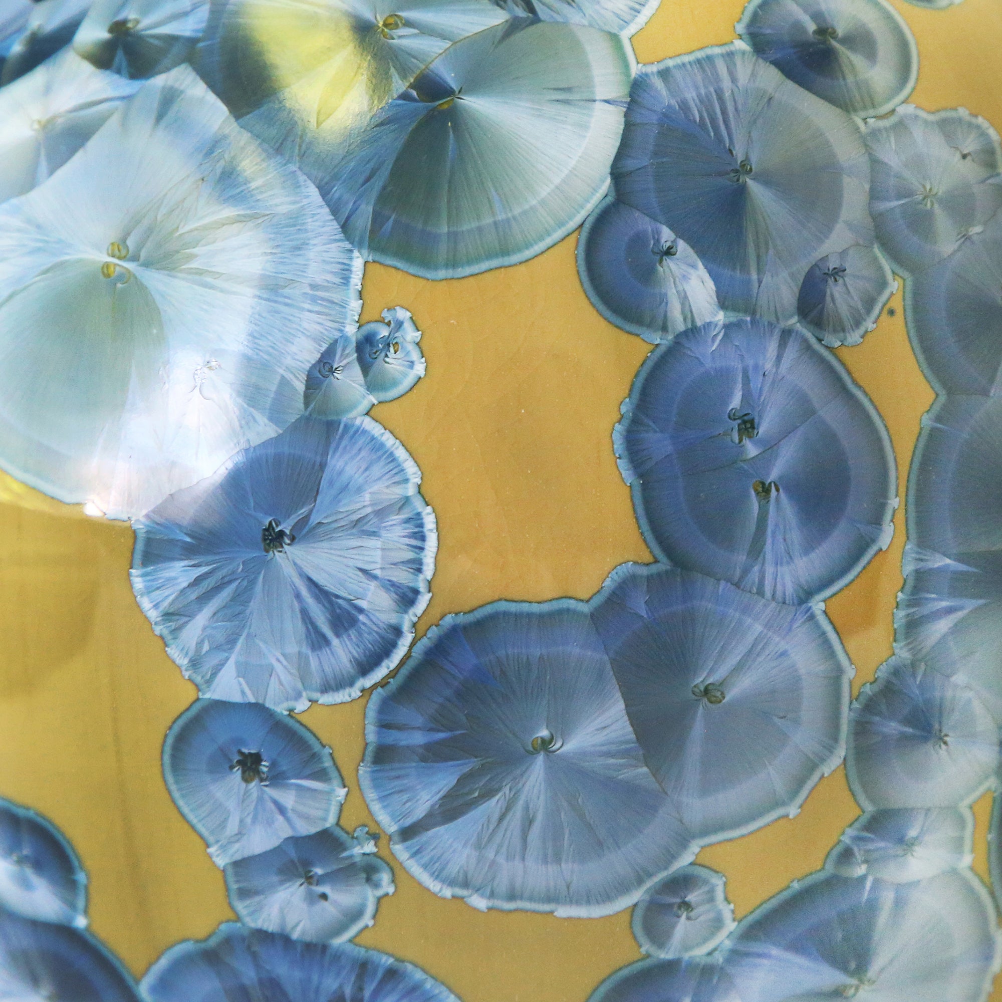 Load image into Gallery viewer, close-up of taupe and blue crystalline pottery vase