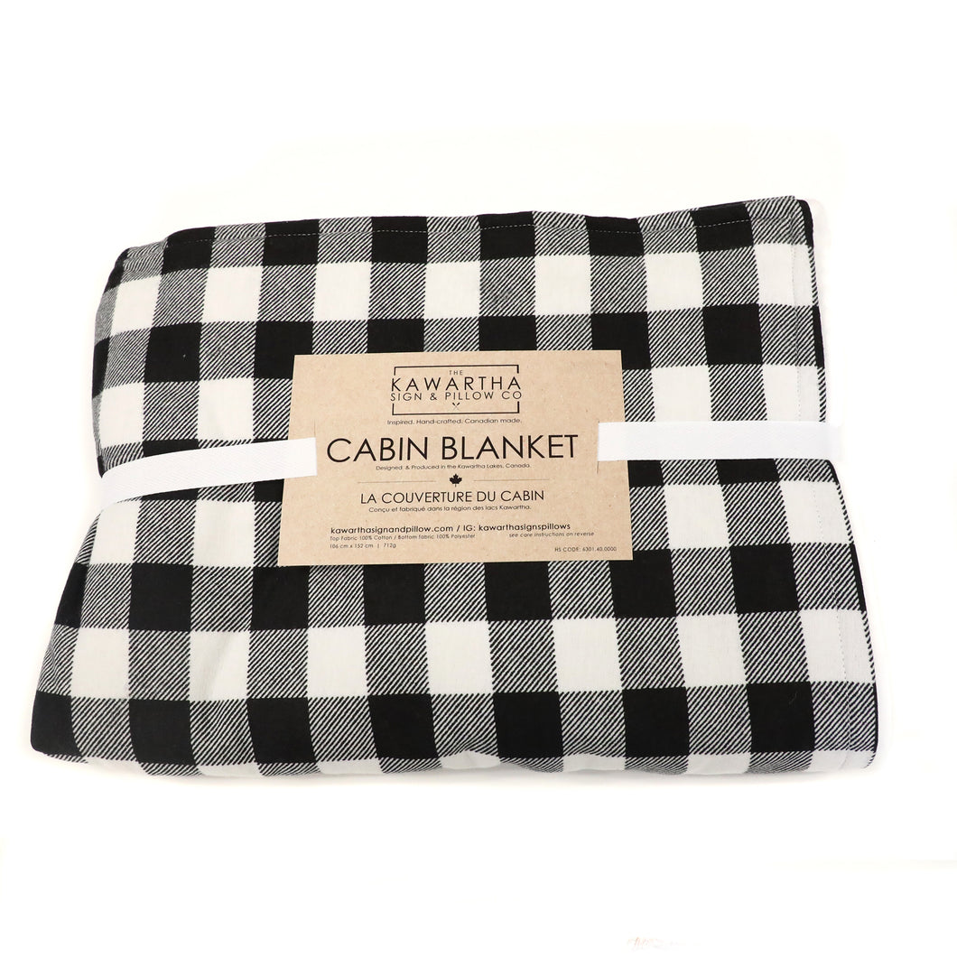 a black and white checkered blanket