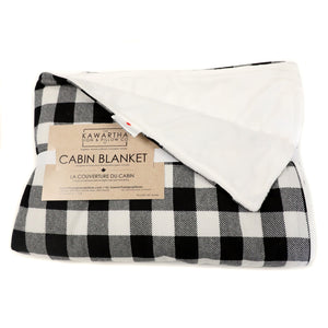 black and white checkered blanket with white underside
