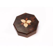 Load image into Gallery viewer, Walnut octagonal box with trillium inlay