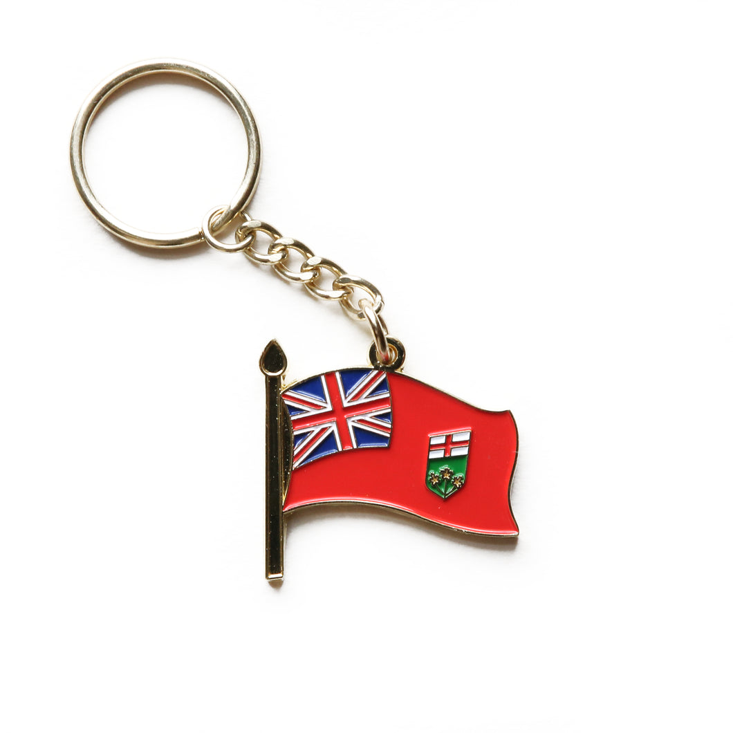 Key ring with the Ontario flag featured on one side