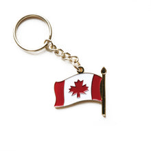 Load image into Gallery viewer, Key ring with the Canada flag featured on one side