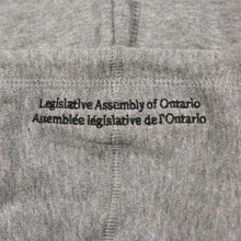 Load image into Gallery viewer, Legislative Assembly of Ontario wording embroidered in English and French on rim of grey hood