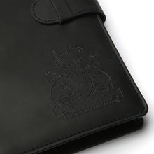 Charger l&#39;image dans la galerie, Black, high-end vinyl notebook with emboss imprint of the Legislative Assembly of Ontario coat of arms
