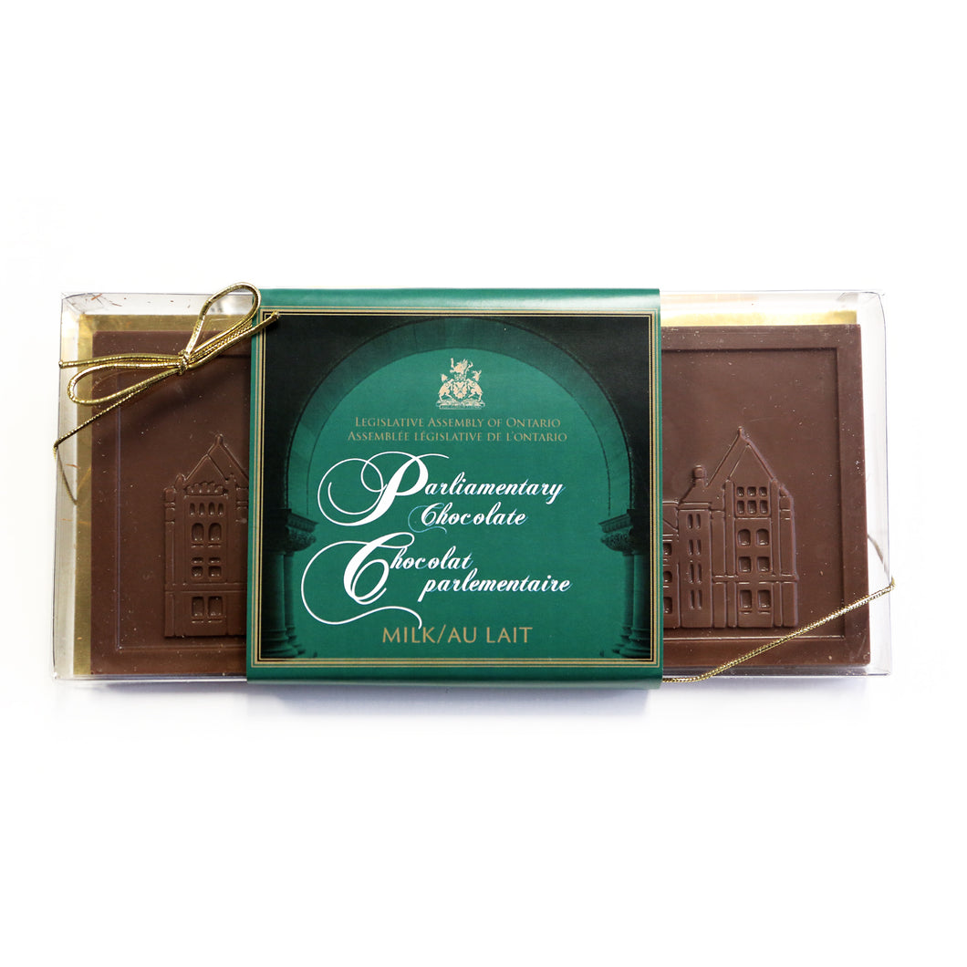 Chocolate bar imprinted with the Legislative Assembly of Ontario building