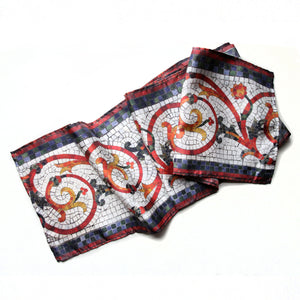 Silk scarf featuring multi-coloured mosaic floor artwork