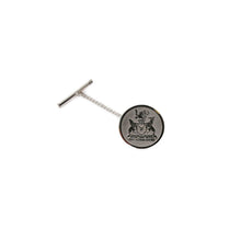 Load image into Gallery viewer, Round shaped sterling silver tie pin with Legislative Assembly coat of arms