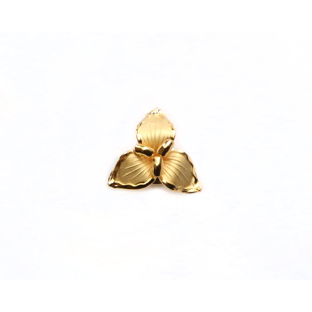 24 kt gold plated mini trillium flower brooch