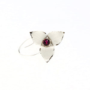 sterling silver trillium brooch with a genuine amethyst in the center