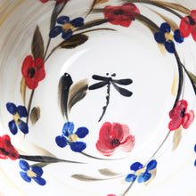 Load image into Gallery viewer, Bowl with hand painted poppies and a dragonfly