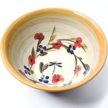 Load image into Gallery viewer, Bowl with hand painted poppies and a dragonfly